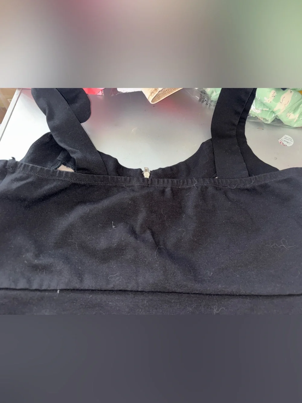 Have Plus 2x Black and Cream Colorblock Zip-Front Crop Top - Picture 5 of 5